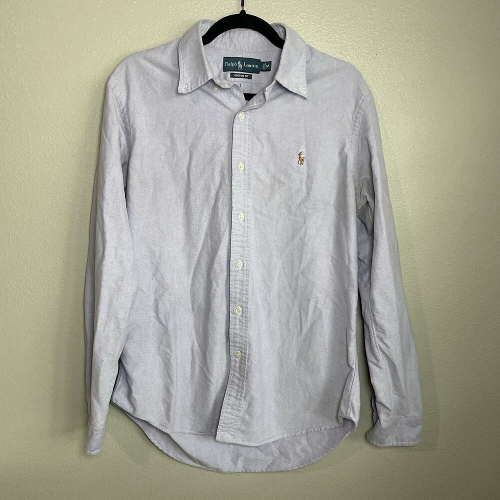 Ralph Lauren Custom Fit Men Purple Oxford Button Down Pony Cotton Sz Medium